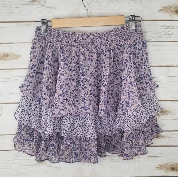 Joie Tiarella purple floral silk mini skirt - Picture 4 of 8